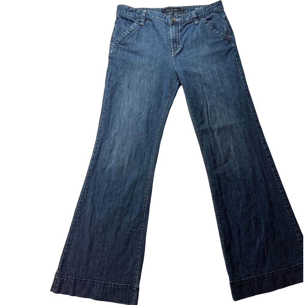 Calvin Klein Jeans Wide Leg Denim Womens 12 Blue Stretch Medium Wash Cotton